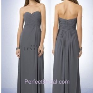 Gray Pewter Chiffon Sweetheart Bridesmaid Dress